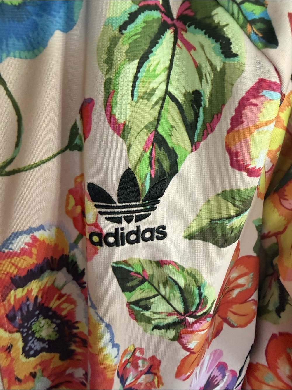 adidas Pink Floral Women's Track Jacket and leggings with Black Trim matching se - Picture 6 of 6